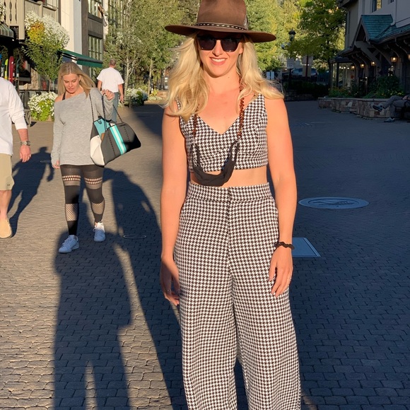 Showpo. Pants - Showpo Houndstooth Jumpsuit Crop Top Set
